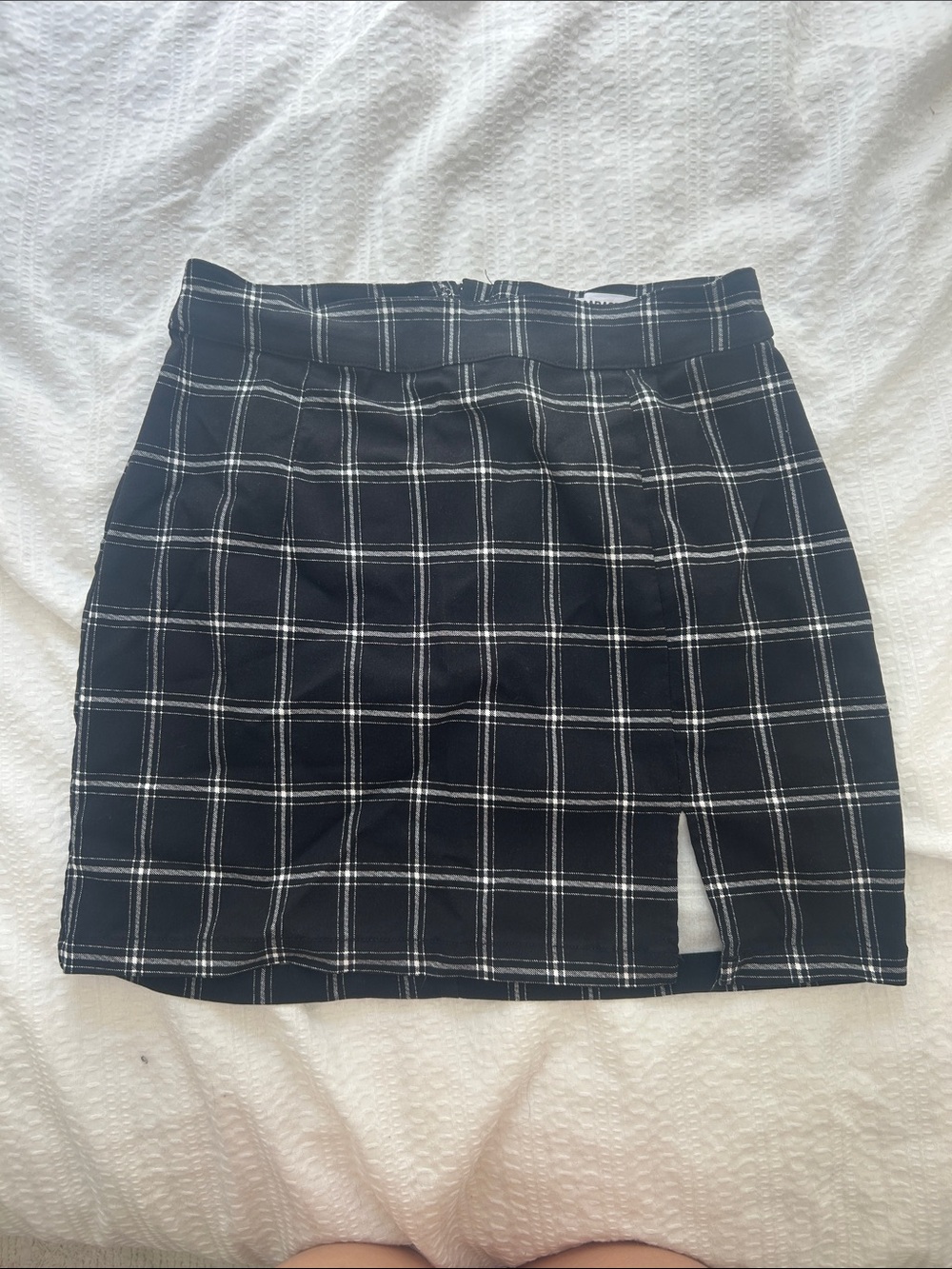 Garage Black Plaid Mini Skirt with White Windowpane